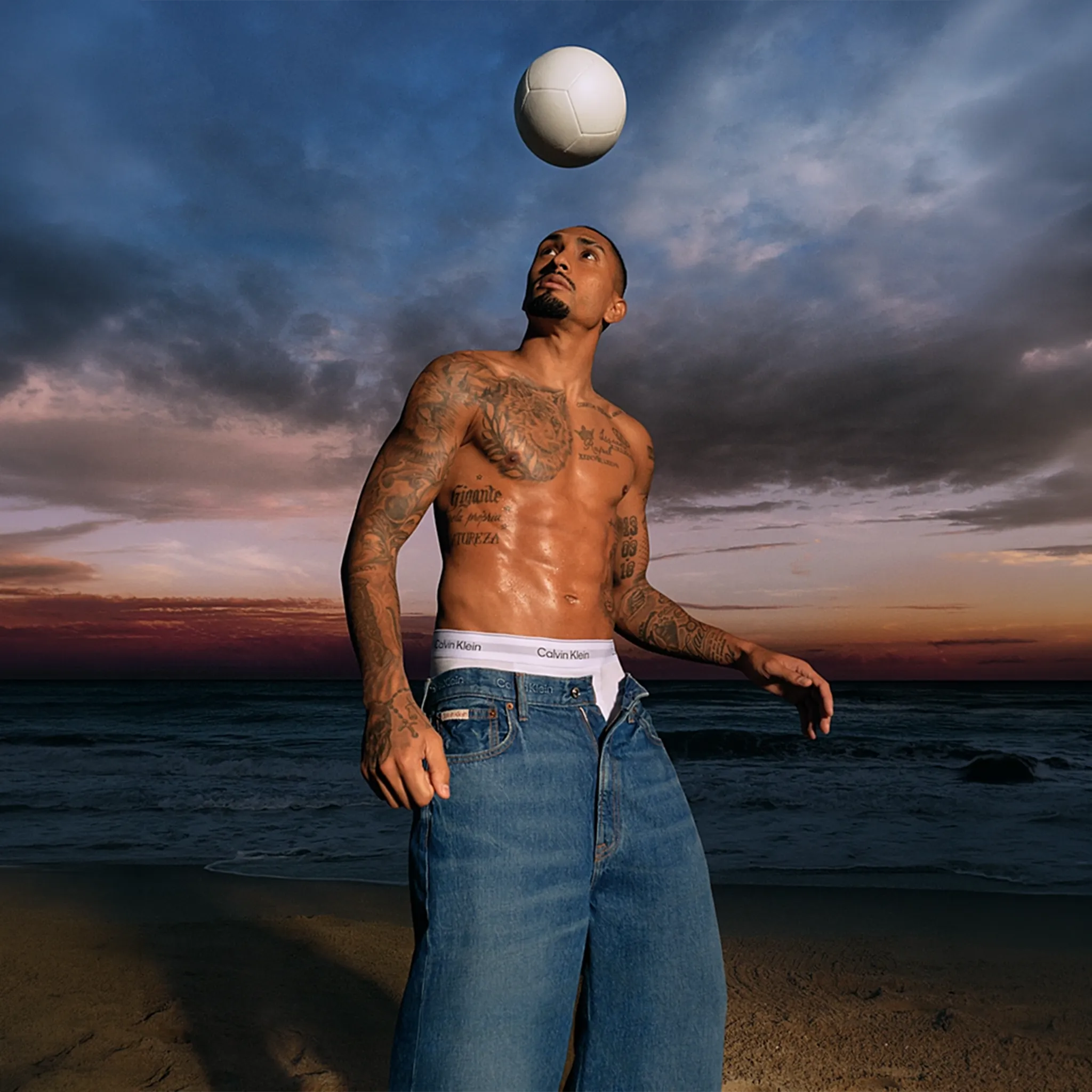 Model View of Calvin Klein Cotton Stretch White Boxer Shorts Three Pack